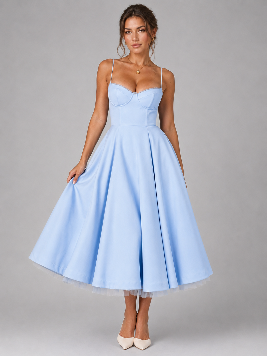 Dorvelli | Women's Midi Dress – Corset Full Skirt