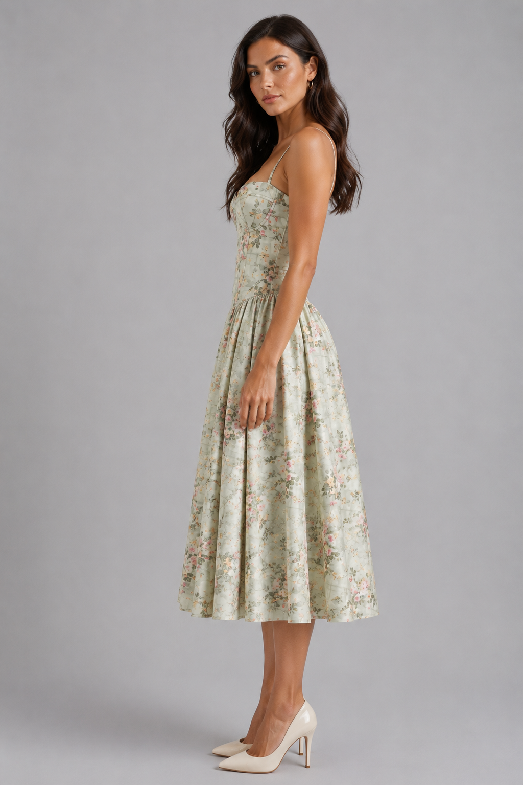 Dorvelli | Women's Midi Dress – Floral Corset