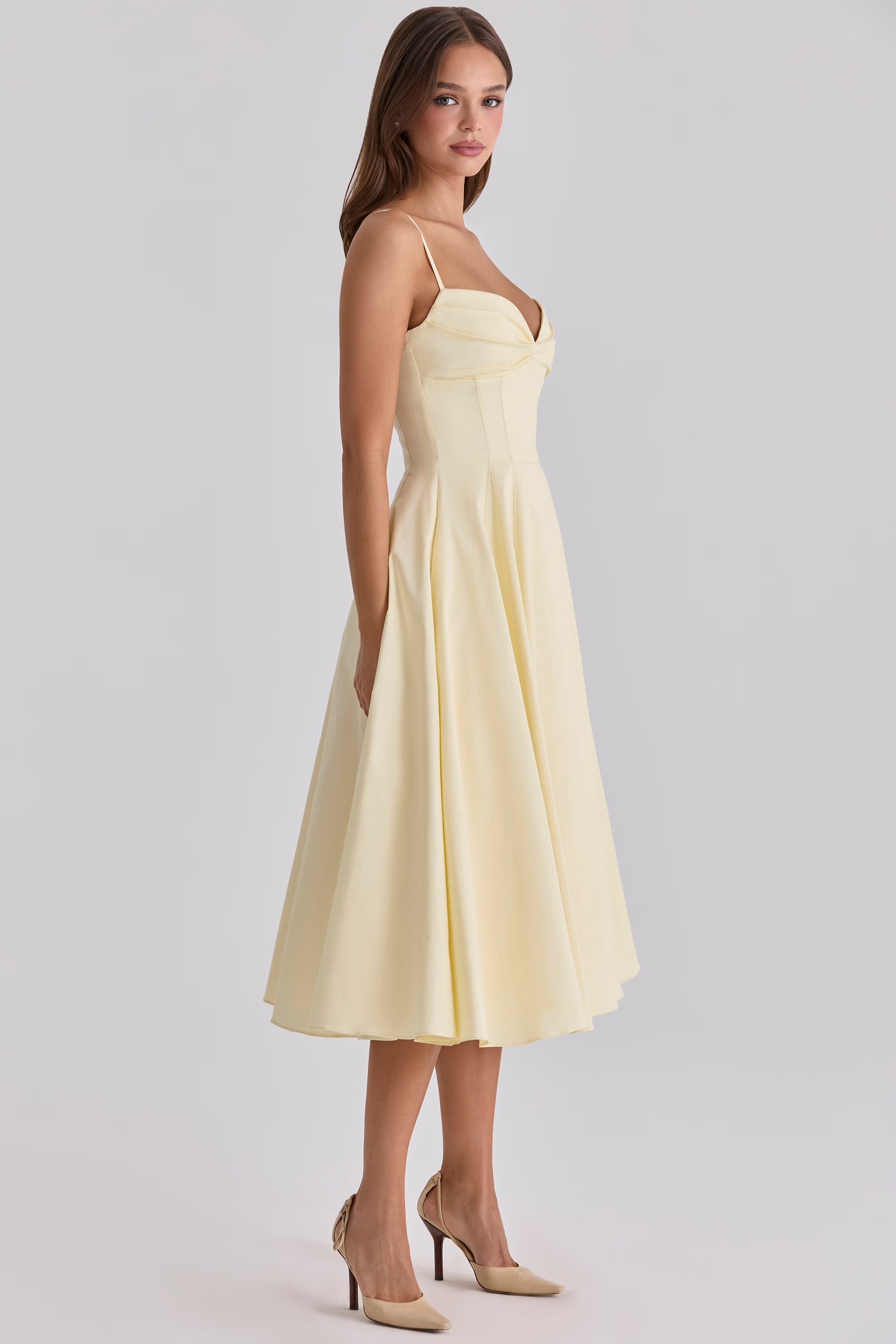 Dorvelli | Women's Midi Dress – Gathered Bust