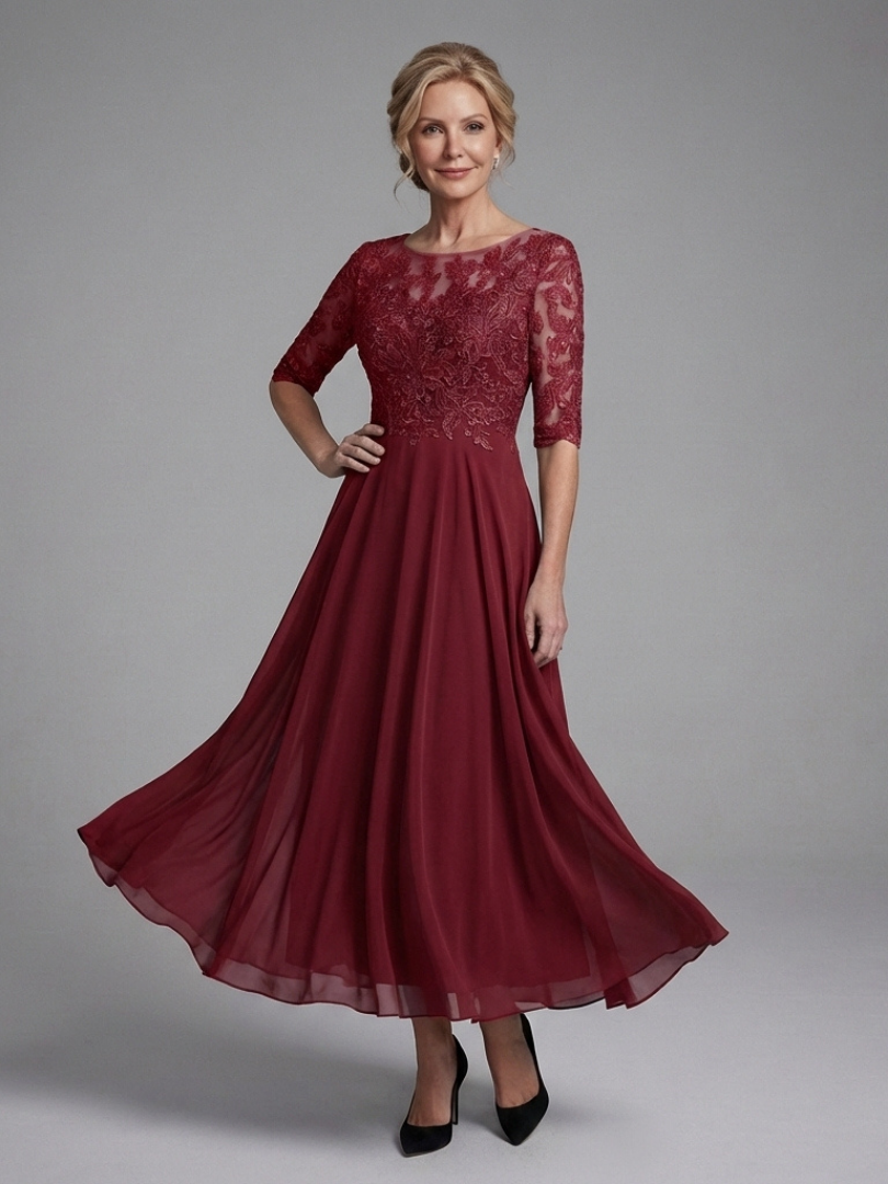 Dorvelli | Women's Midi Dress – Lace Bodice