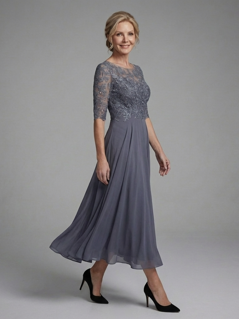 Dorvelli | Women's Midi Dress – Lace Bodice