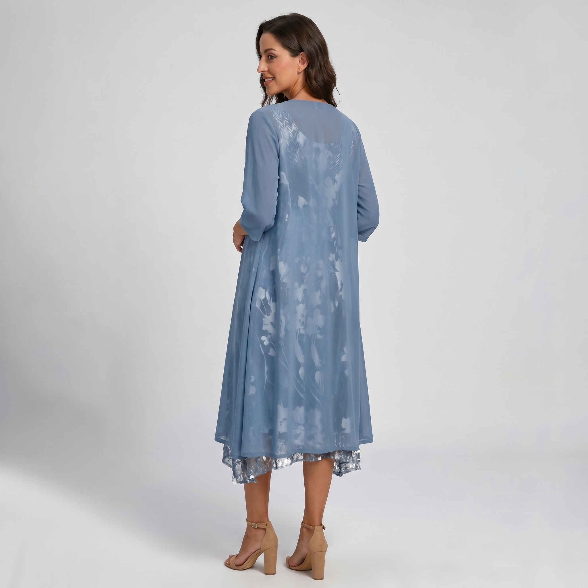 Dorvelli | Women's Midi Dress – Layered Open Front