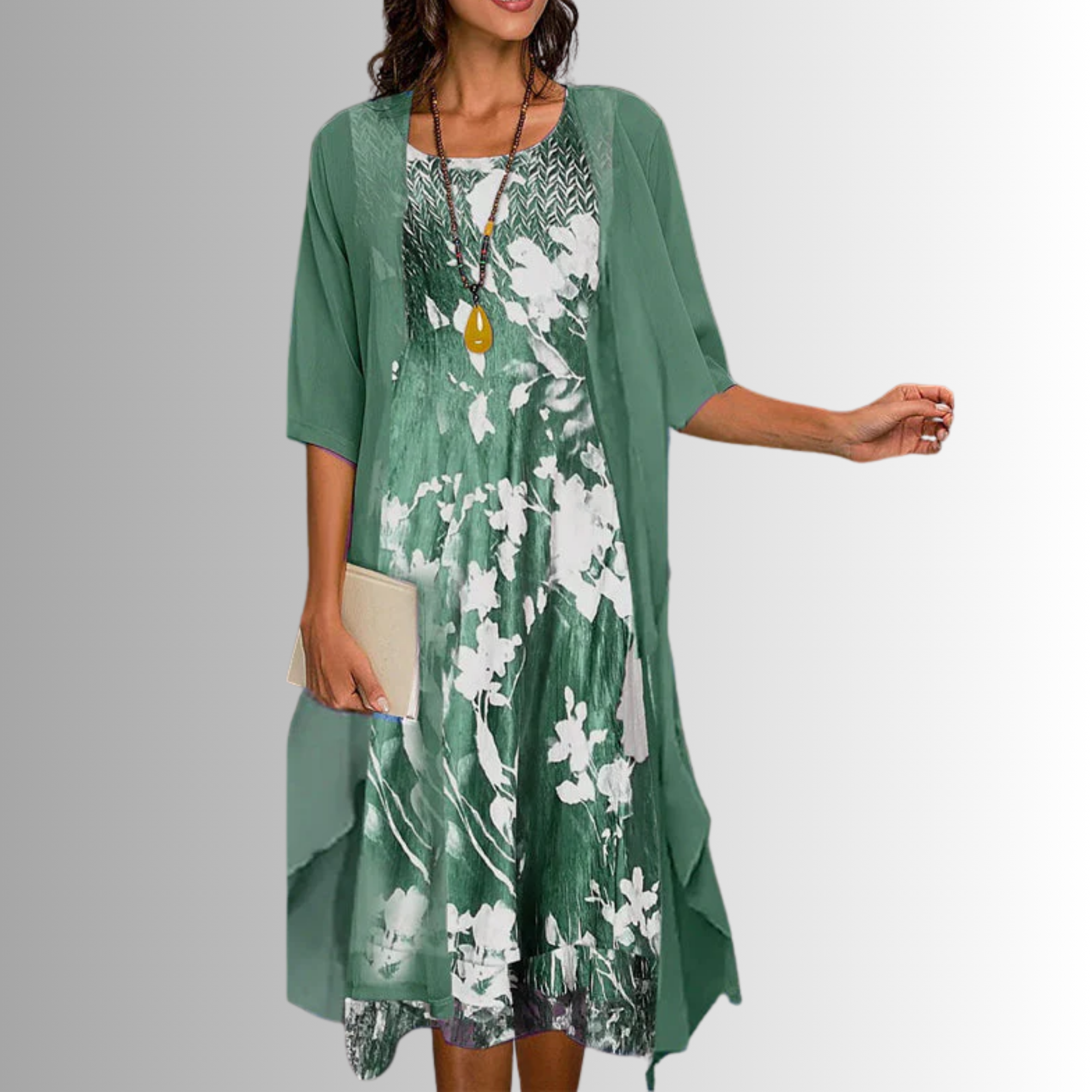 Dorvelli | Women's Midi Dress – Layered Open Front