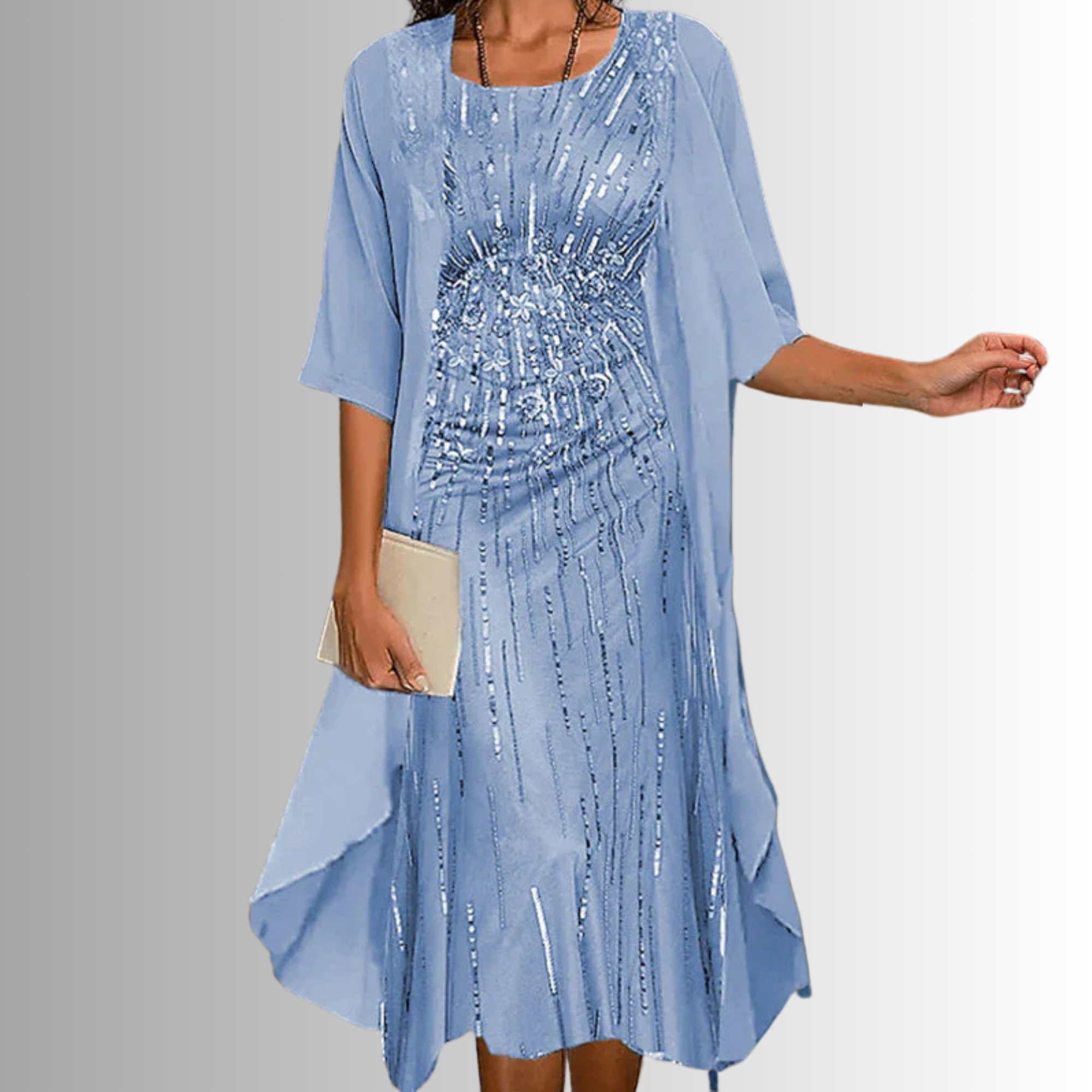 Dorvelli | Women's Midi Dress – Layered Open Front