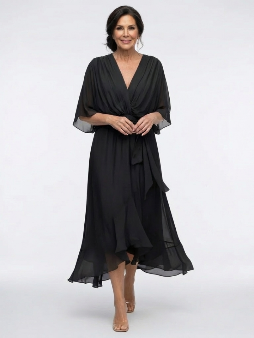 Dorvelli | Women's Midi Dress – Neck Draped