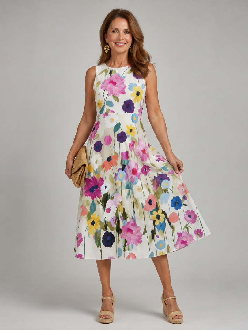 Dorvelli | Women's Midi Dress – Print Sleeveless