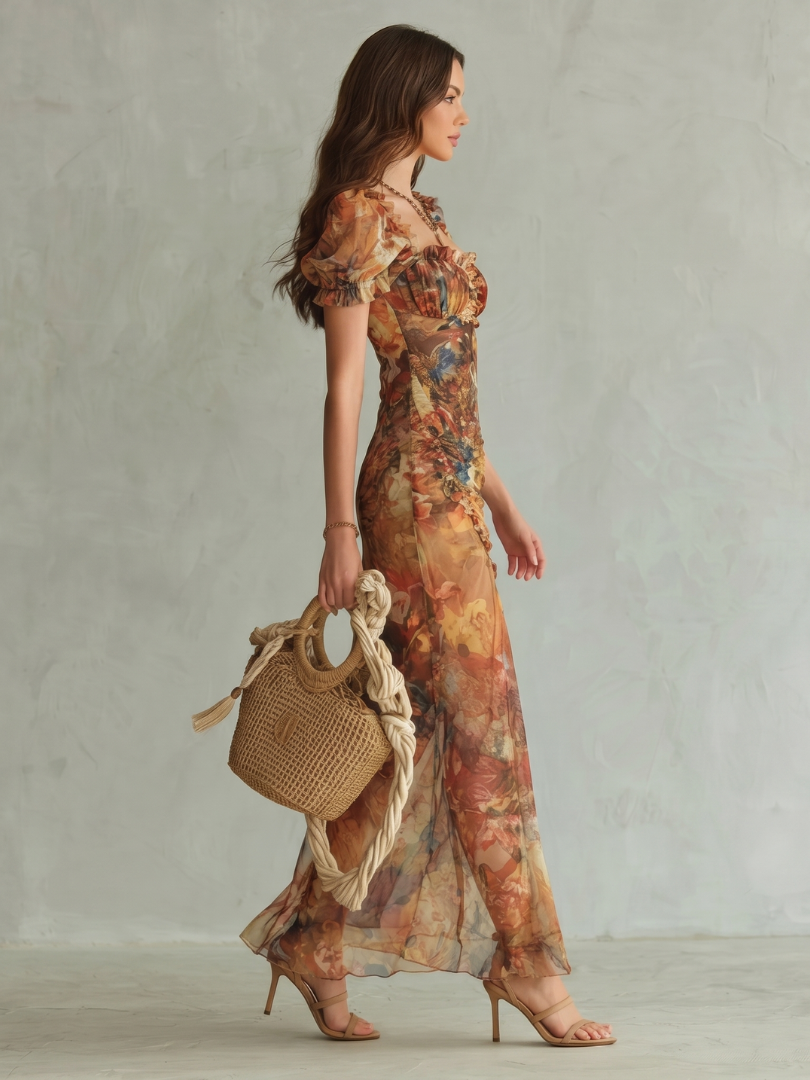 Dorvelli | Women's Midi Dress – Ruffled Ruched