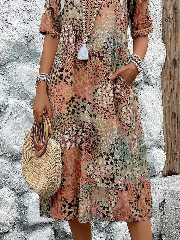 Dorvelli | Women's Midi Dress – Vibrant Pattern