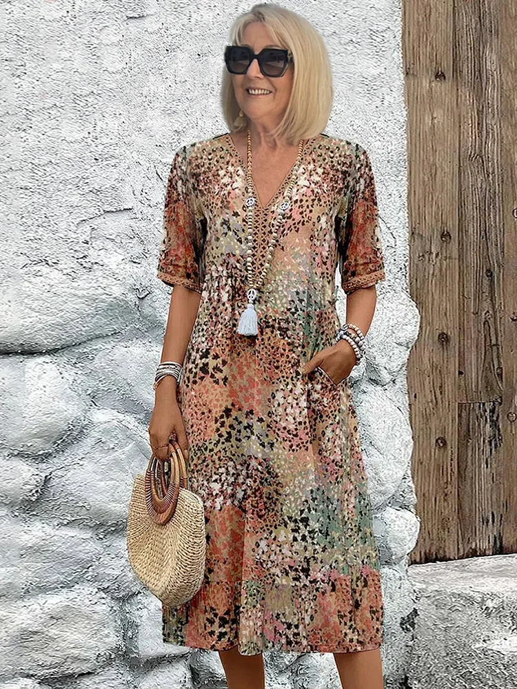 Dorvelli | Women's Midi Dress – Vibrant Pattern