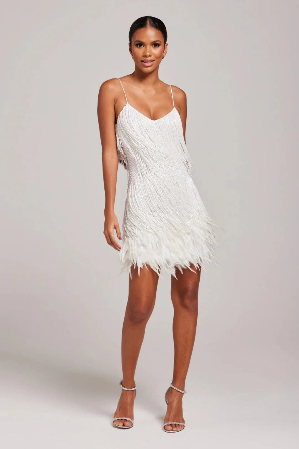 Dorvelli | Women's Mini Dress – Fringe Feather Spaghetti