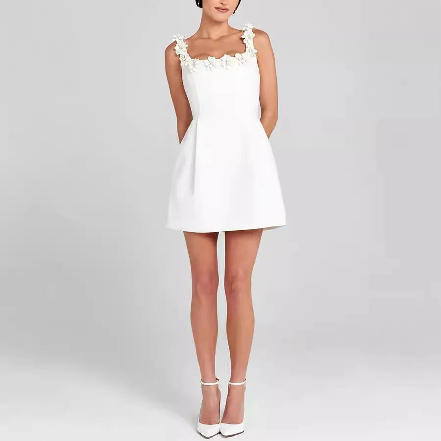 Dorvelli | Women’s Party Dress – Square-Neck Floral Mini