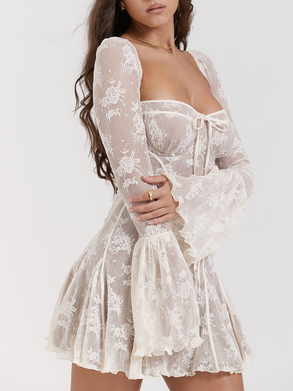 Dorvelli | Women’s Party Dress – Sweetheart Bell-Sleeve Mini