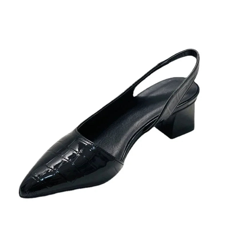 Dorvelli | Women’s Slingback Heels – Croc-Effect Block