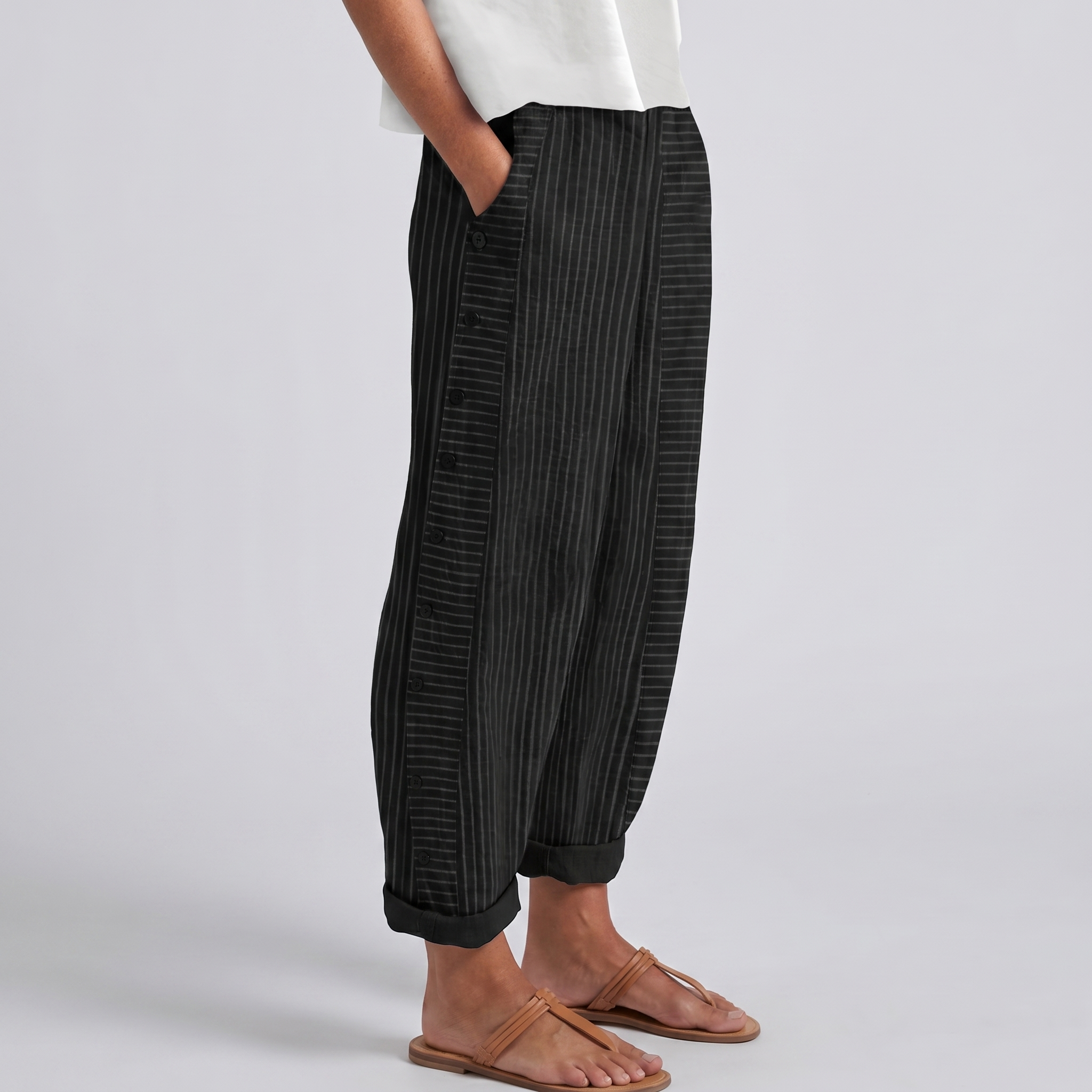 Dorvelli | Women's Striped Trousers – Straight-Leg Summer