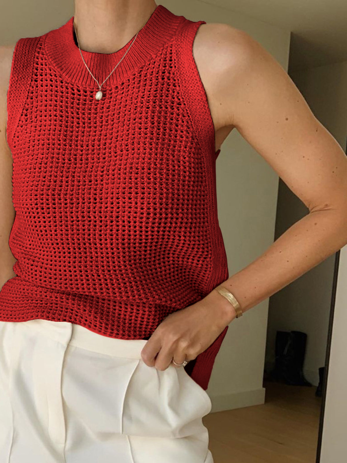 Dorvelli | Women's Top – Hollow Solid Tank