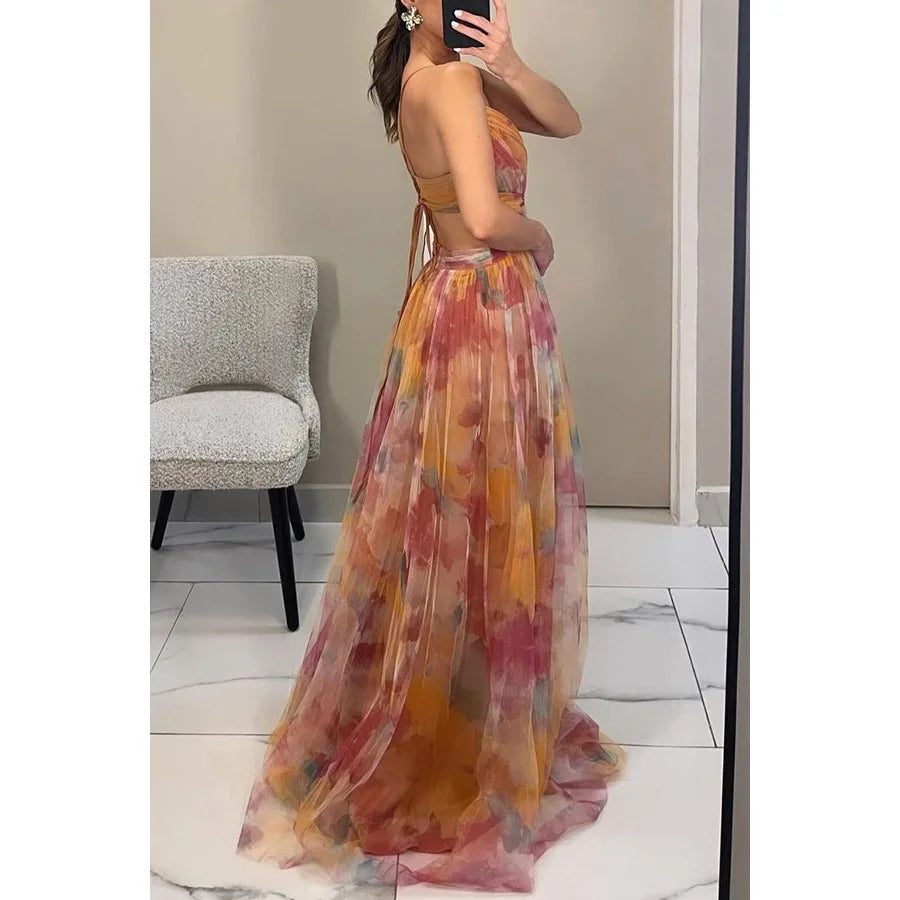 Dorvelli | Women’s Wedding Guest Maxi Dress – Floral Cut-Out