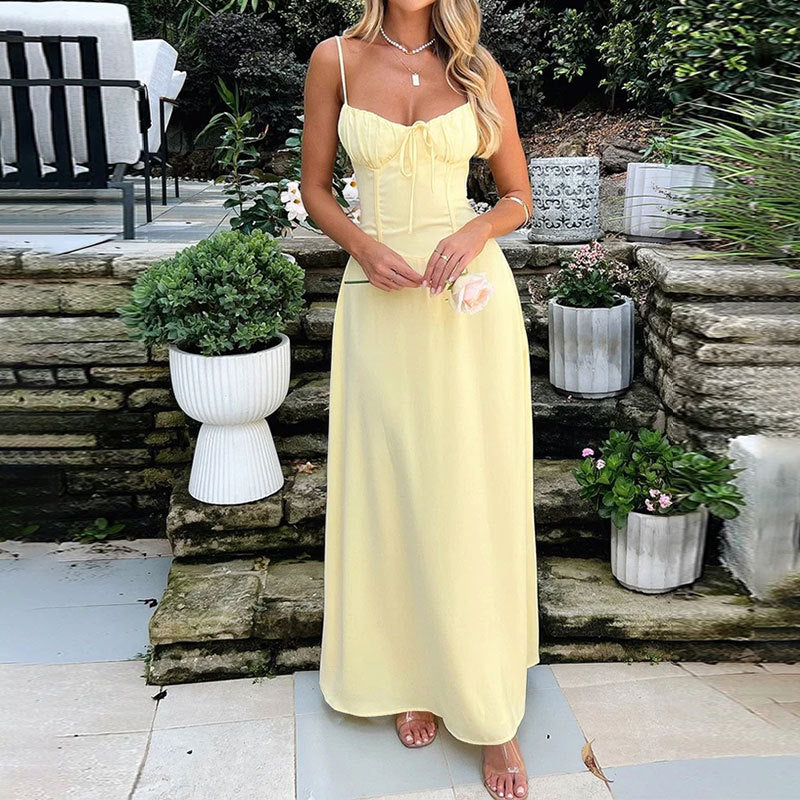 Dorvelli | Women’s Wedding Guest Maxi Dress – Ruched Slip