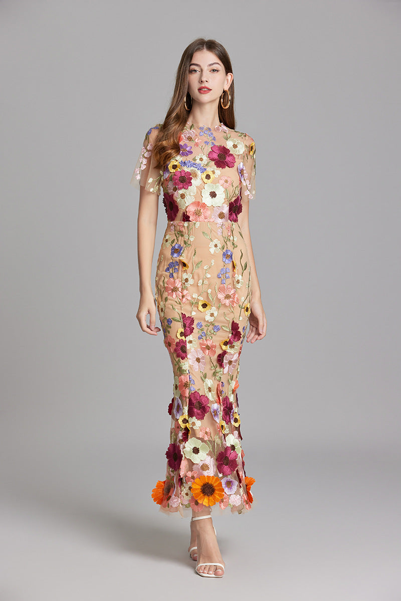 Dorvelli | Women’s Wedding Guest Midi Dress – Embroidered Floral