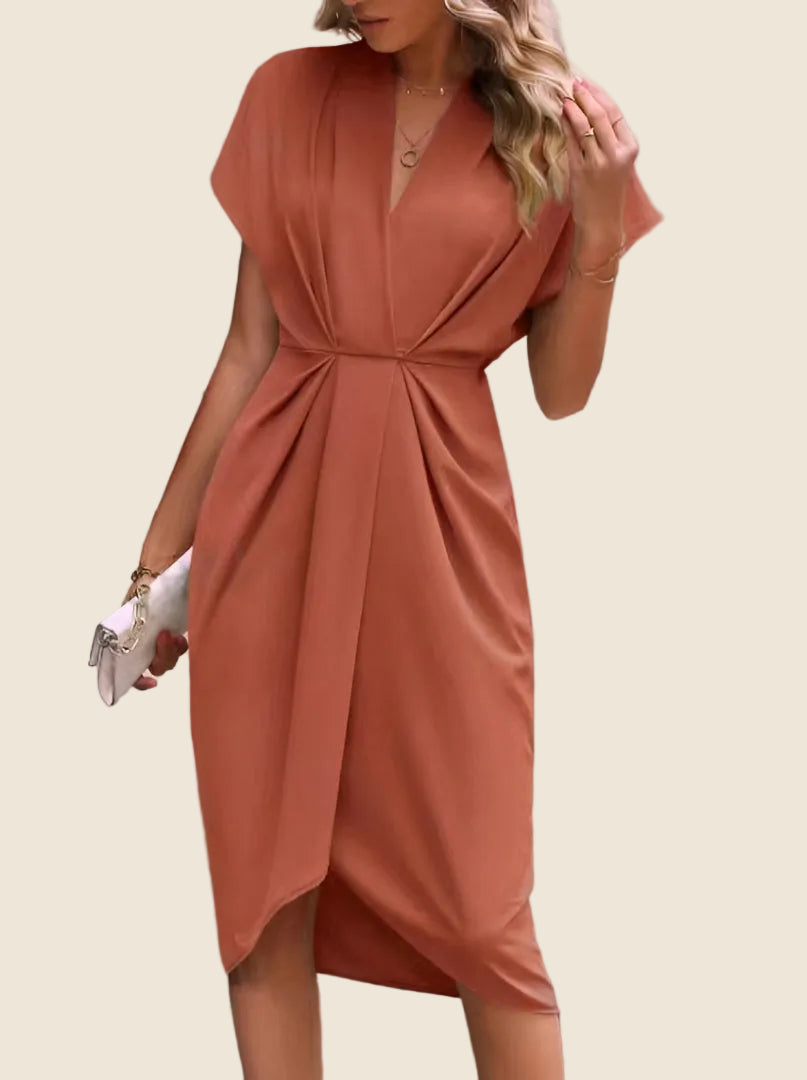 Dorvelli | Women’s Wedding Guest Midi Dress – Wrap Twist Front
