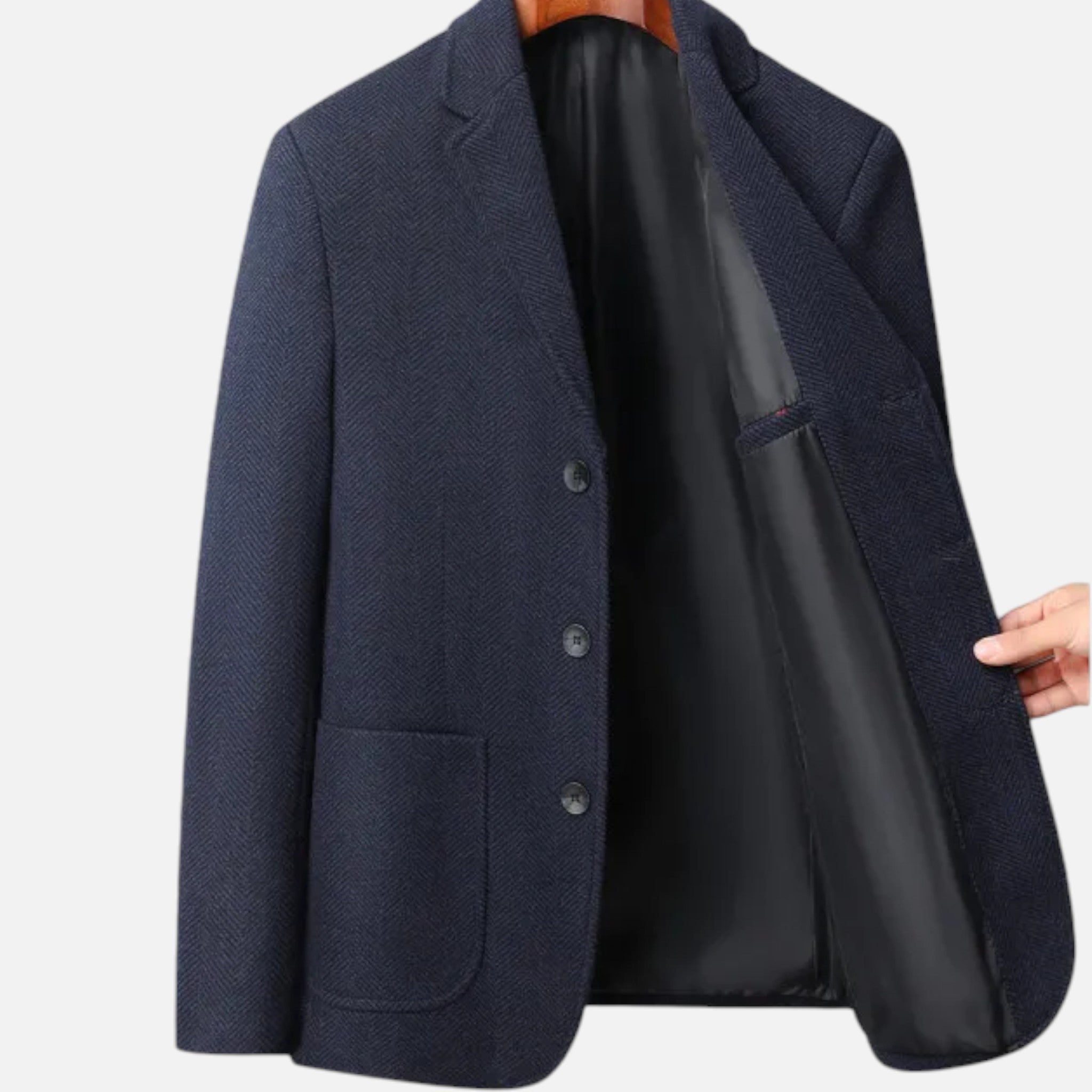 Dorvelli | Men’s Herringbone Wool Blazer – Classic Single-Breasted Refinement