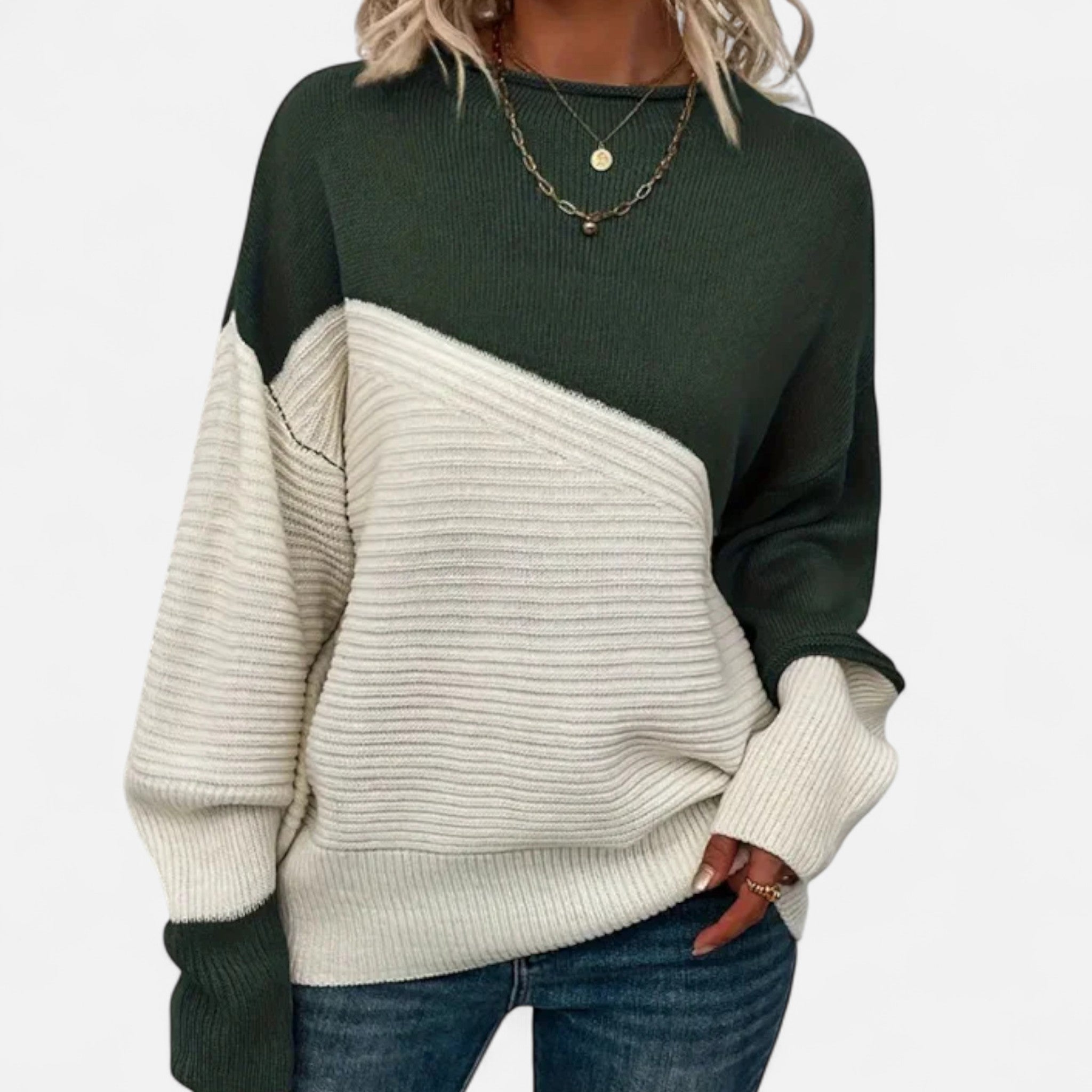 Dorvelli | Women’s Knitted Sweater – Elegant Contrast Design