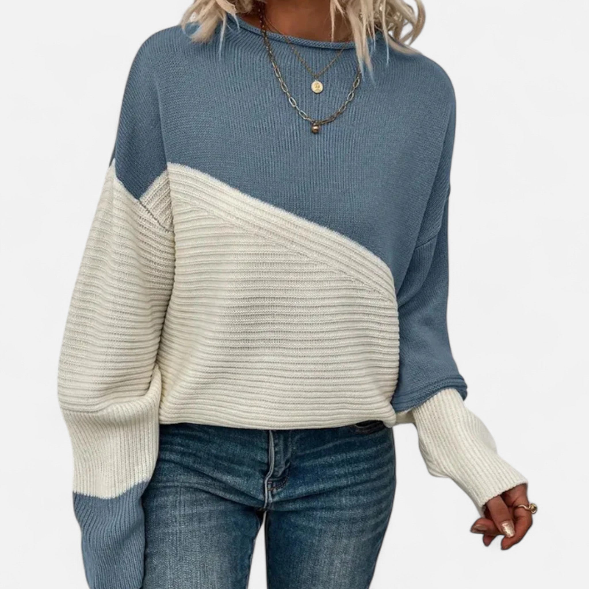 Dorvelli | Women’s Knitted Sweater – Elegant Contrast Design
