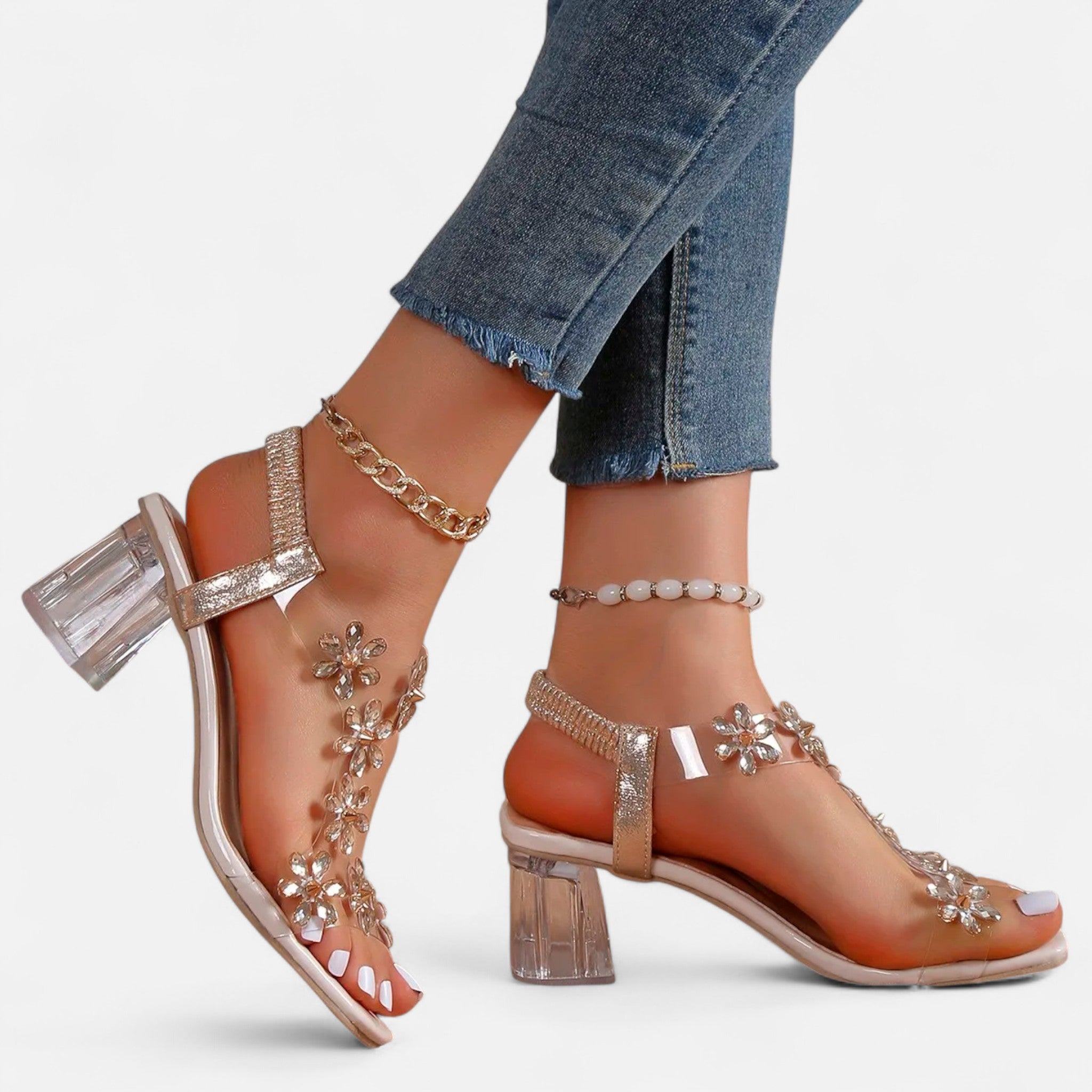 Dorvelli | Women’s Heels – Rhinestone Stiletto Transparent Elegance