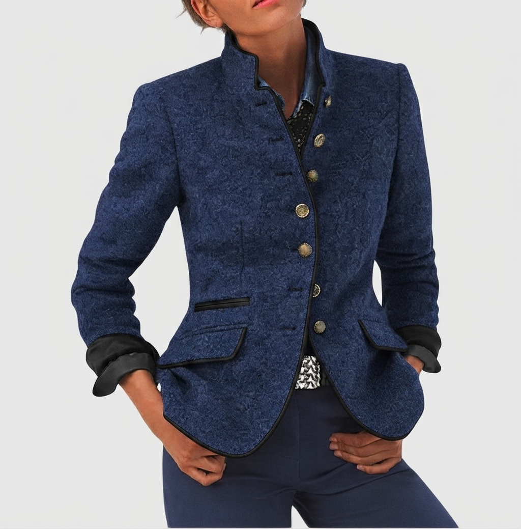 Edwina Tailored Button Jacket – Blue