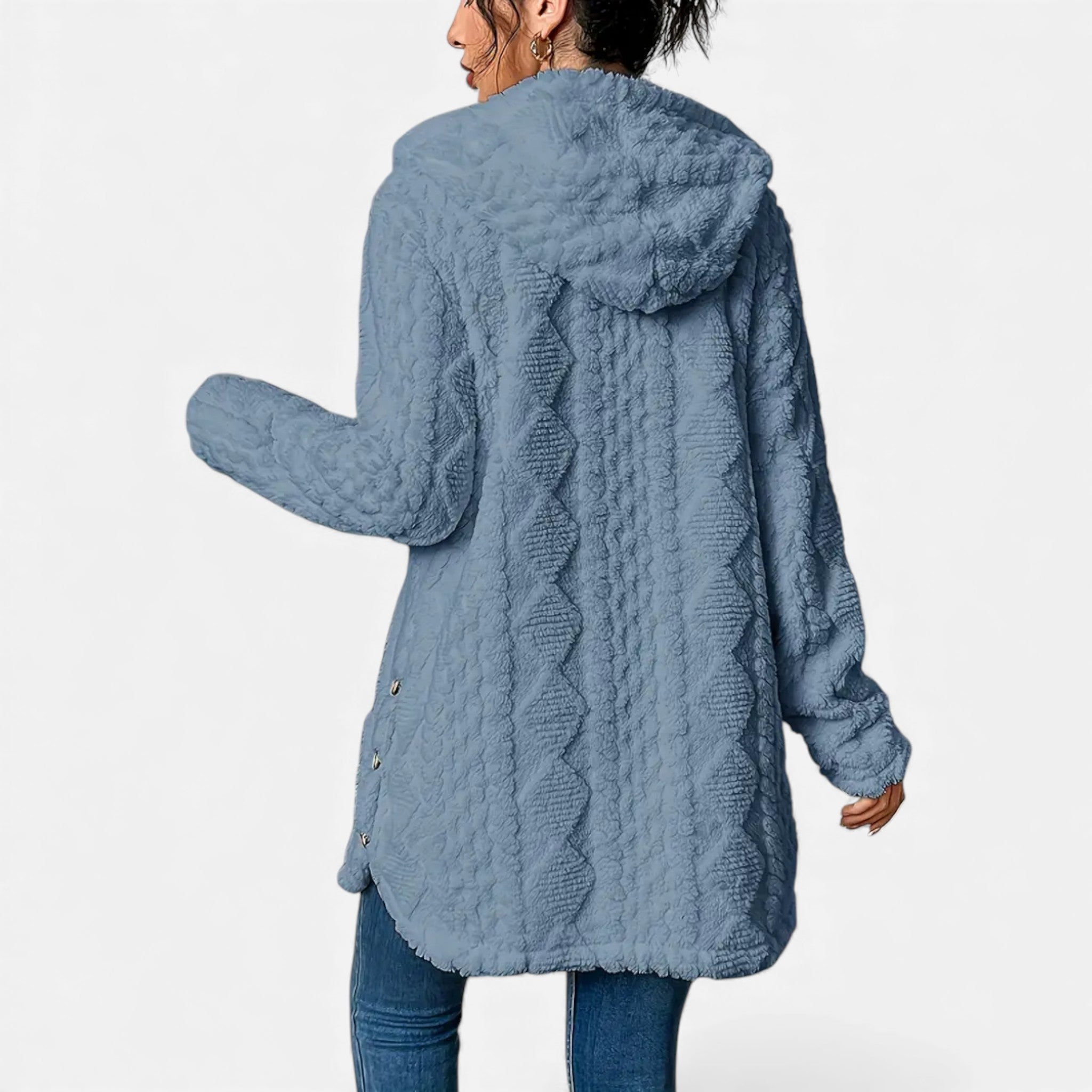 Dorvelli | Women’s Jacquard Plush Hooded Cardigan – Winter Warm Elegance