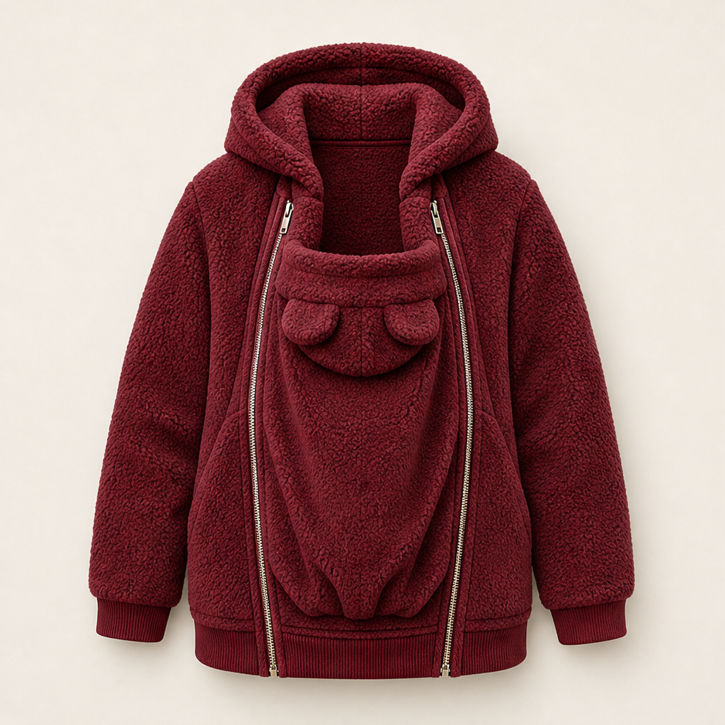 Ellery Babywearing Hoodie – Dual Side Zip Carrier Panel Long Sleeve Burgundy