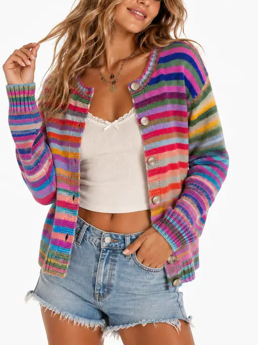 Elodie Crew Neck Knit Cardigan