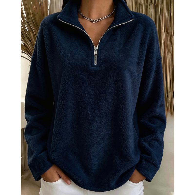 Emrys Half-Zip Stand Collar Pullover - Blue