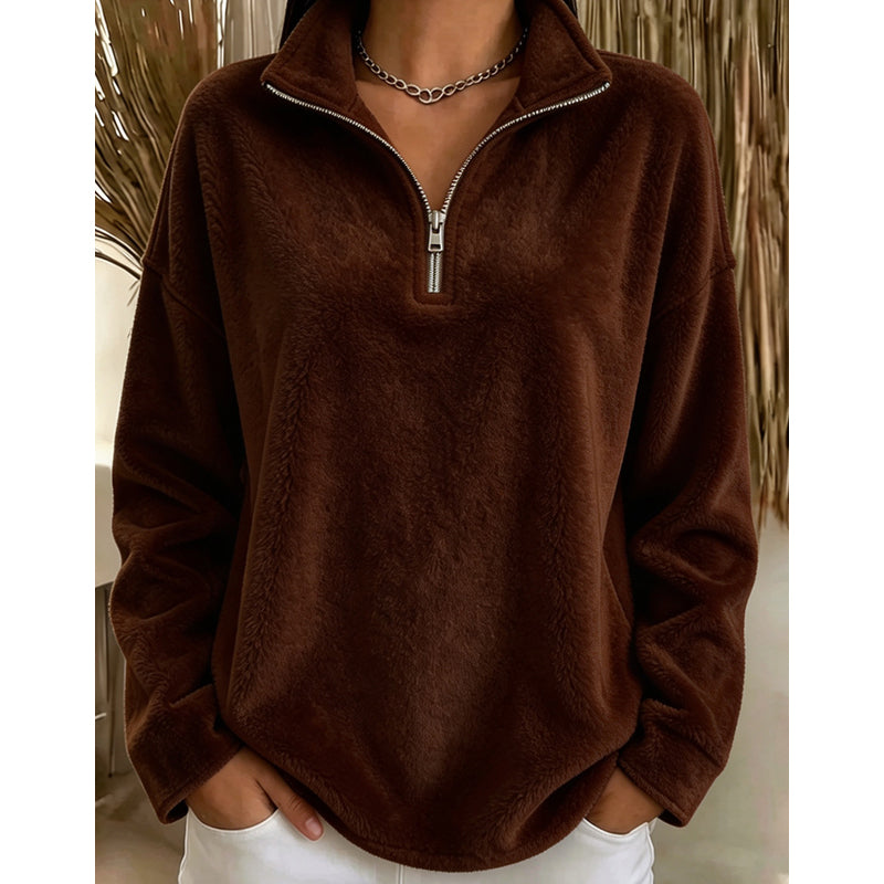 Emrys Half-Zip Stand Collar Pullover - Burgundy