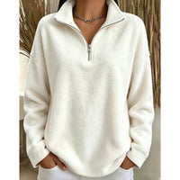 Emrys Half-Zip Stand Collar Pullover - White