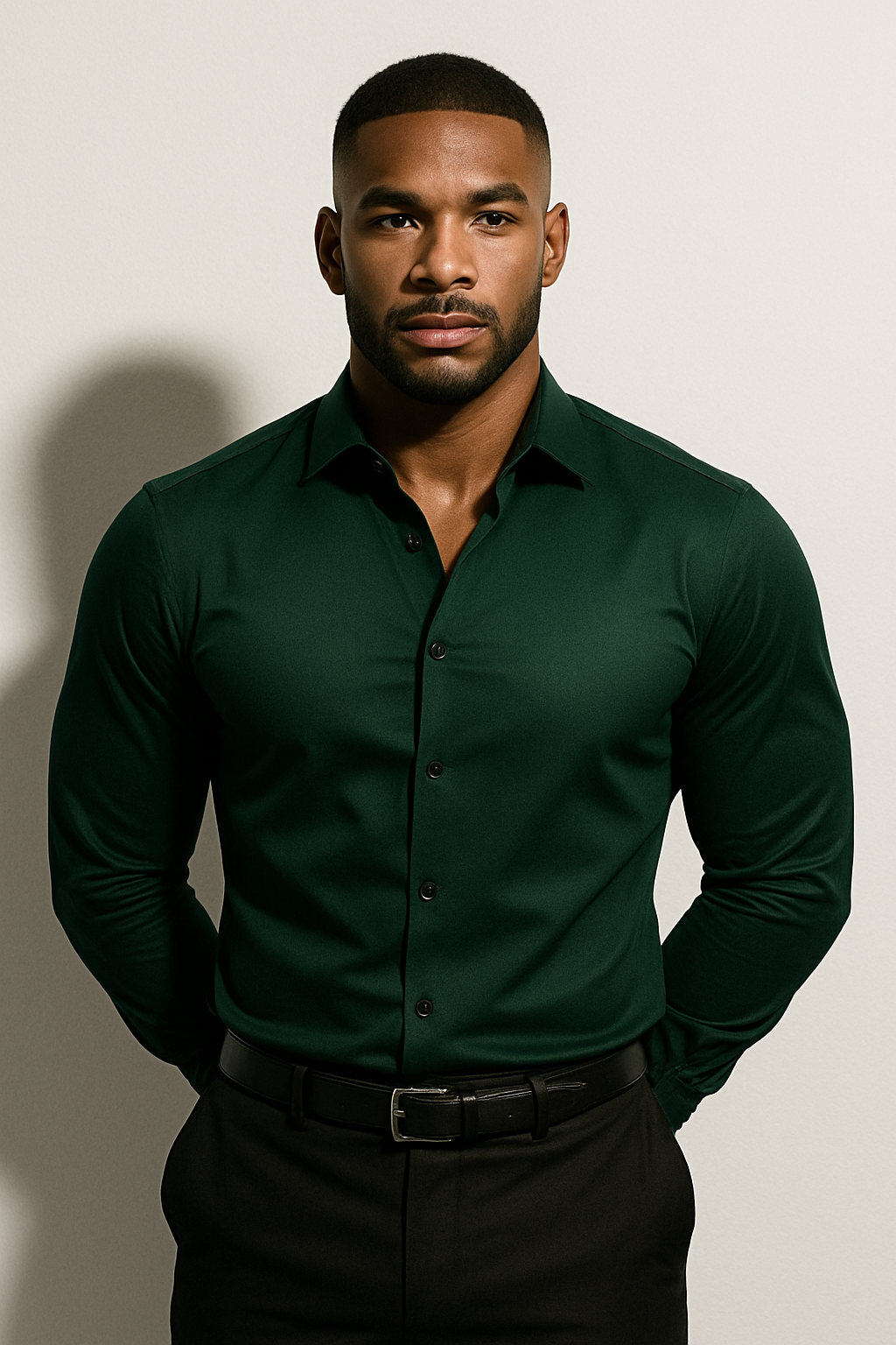 Everett Point Collar Dress Shirt – Dark Green