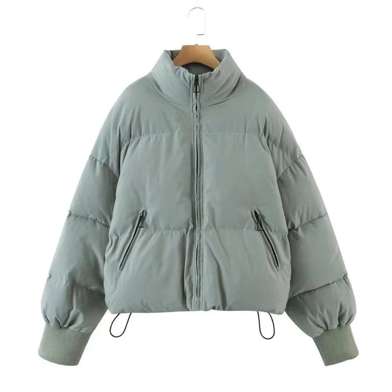 Felicity Zip-Up Padded Puffer Jacket – Drop Shoulder Long Sleeve Lined Jacket | Dorvelli