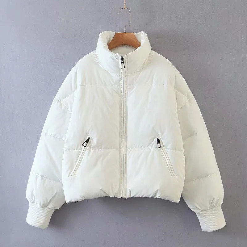 Felicity Zip-Up Padded Puffer Jacket – Drop Shoulder Long Sleeve Lined Jacket | Dorvelli