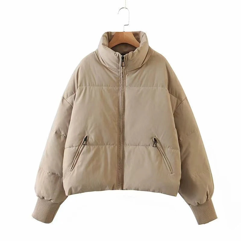 Felicity Zip-Up Padded Puffer Jacket – Drop Shoulder Long Sleeve Lined Jacket | Dorvelli