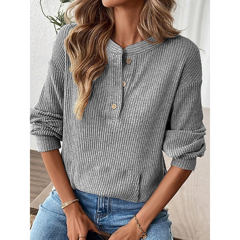 Women's Ribbed Henley Top