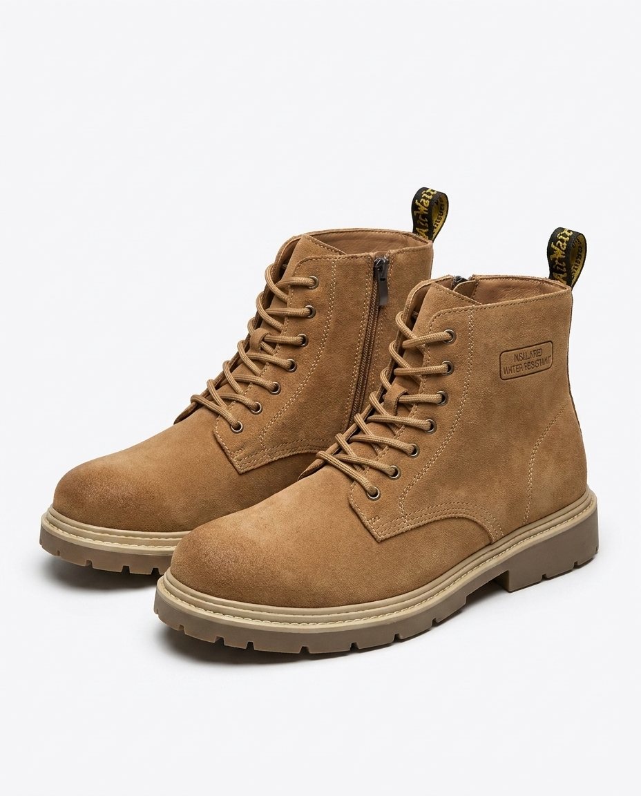 Garrick Lace-Up Lug Sole Boots – Men's Brushed Finish Casual Ankle Boots