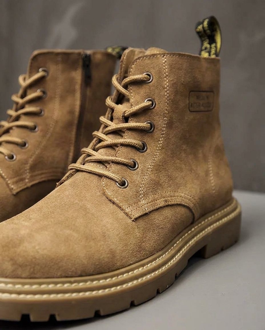 Garrick Lace-Up Lug Sole Boots – Men's Brushed Finish Casual Ankle Boots