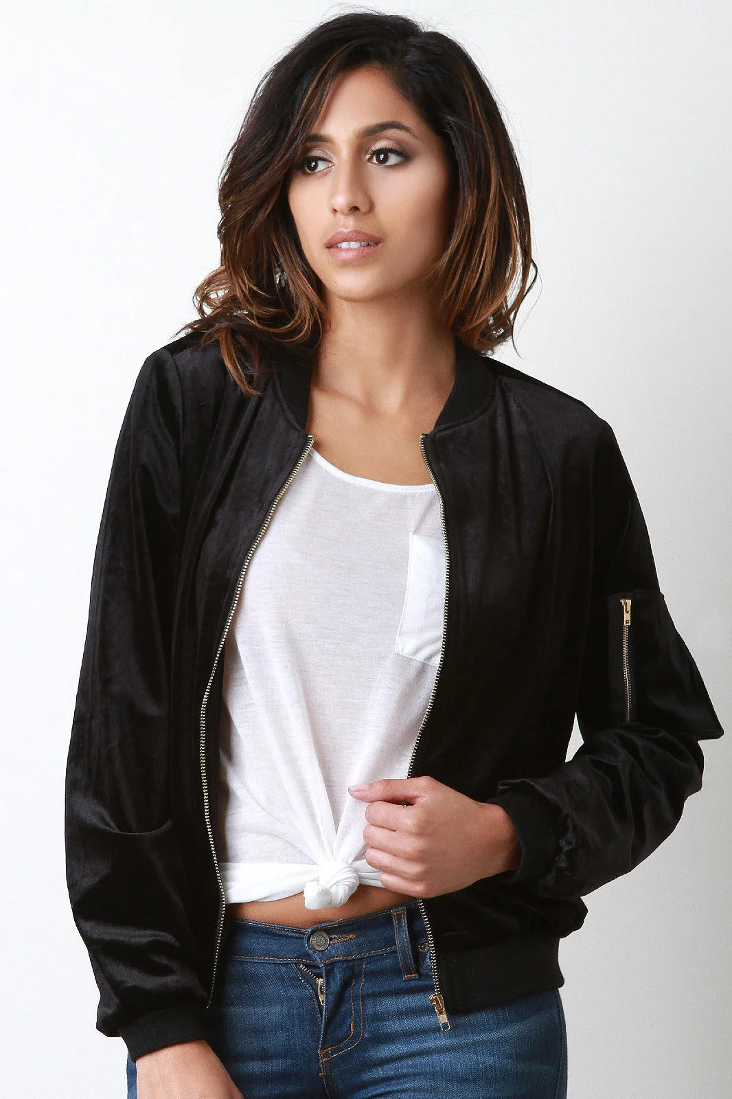 Giselle Regular Fit Bomber Jacket – Long Sleeves Tailored Outerwear Panels | Dorvelli