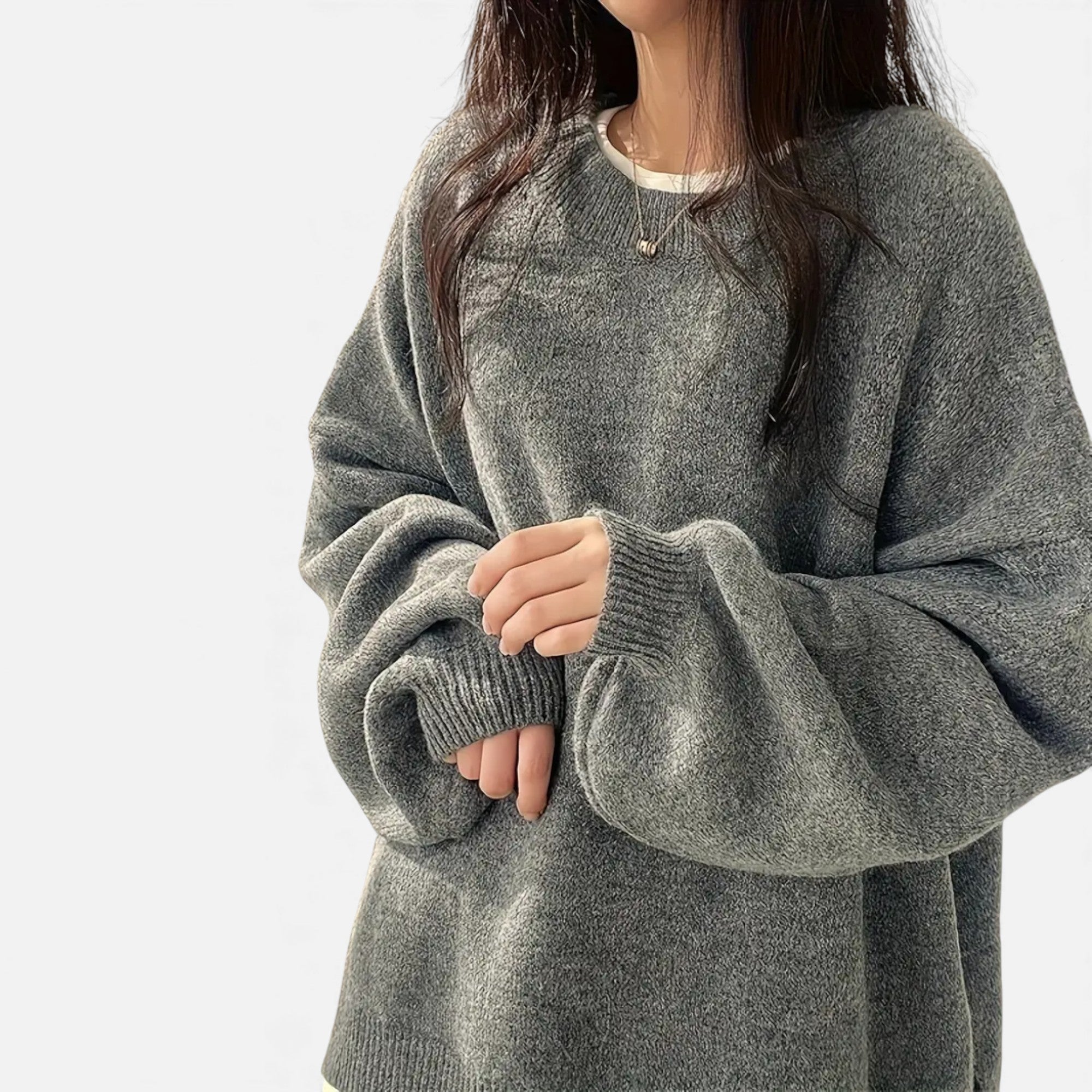 Dorvelli | Women’s Crew Neck Pullover Sweater – Casual Drop Shoulder Design