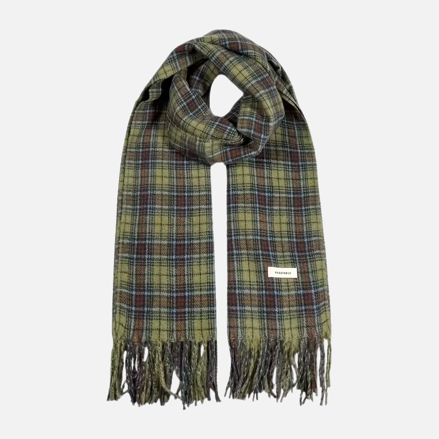 Dorvelli | Women’s Green Plaid Scarf – Soft Tassel Shawl Elegance