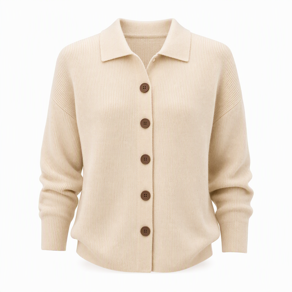 Henrietta Lapel Collar Knit Cardigan Apricot