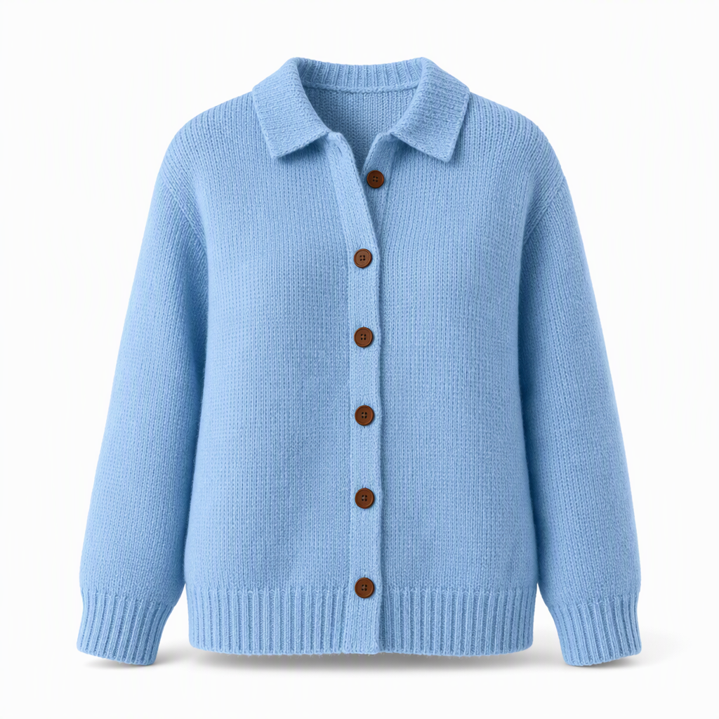 Henrietta Lapel Collar Knit Cardigan Sky Blue