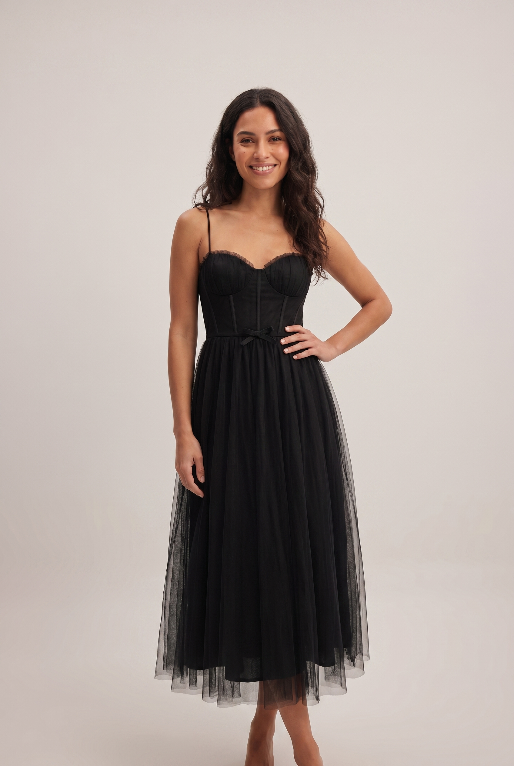 Dorvelli Corset Midi Dress in Black