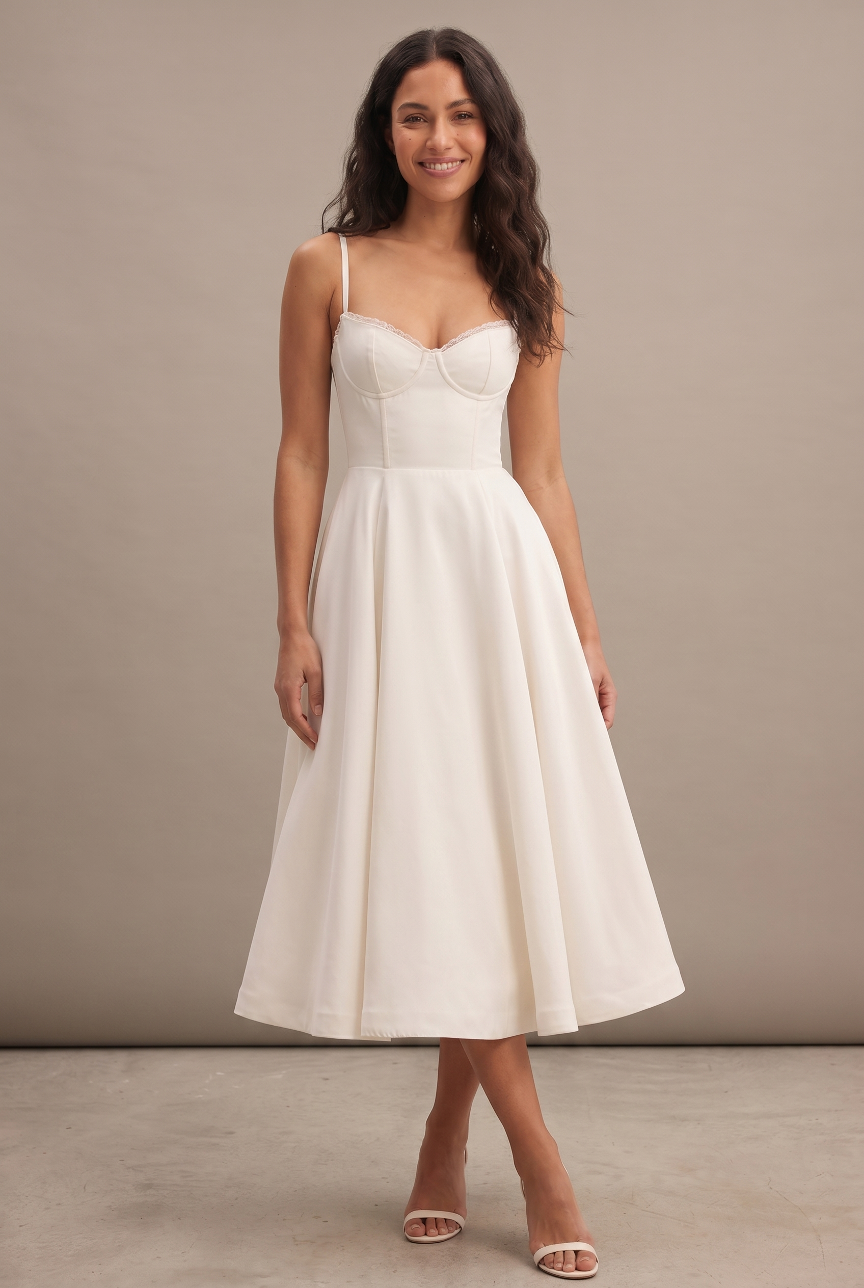Dorvelli Bustier Midi Dress in White