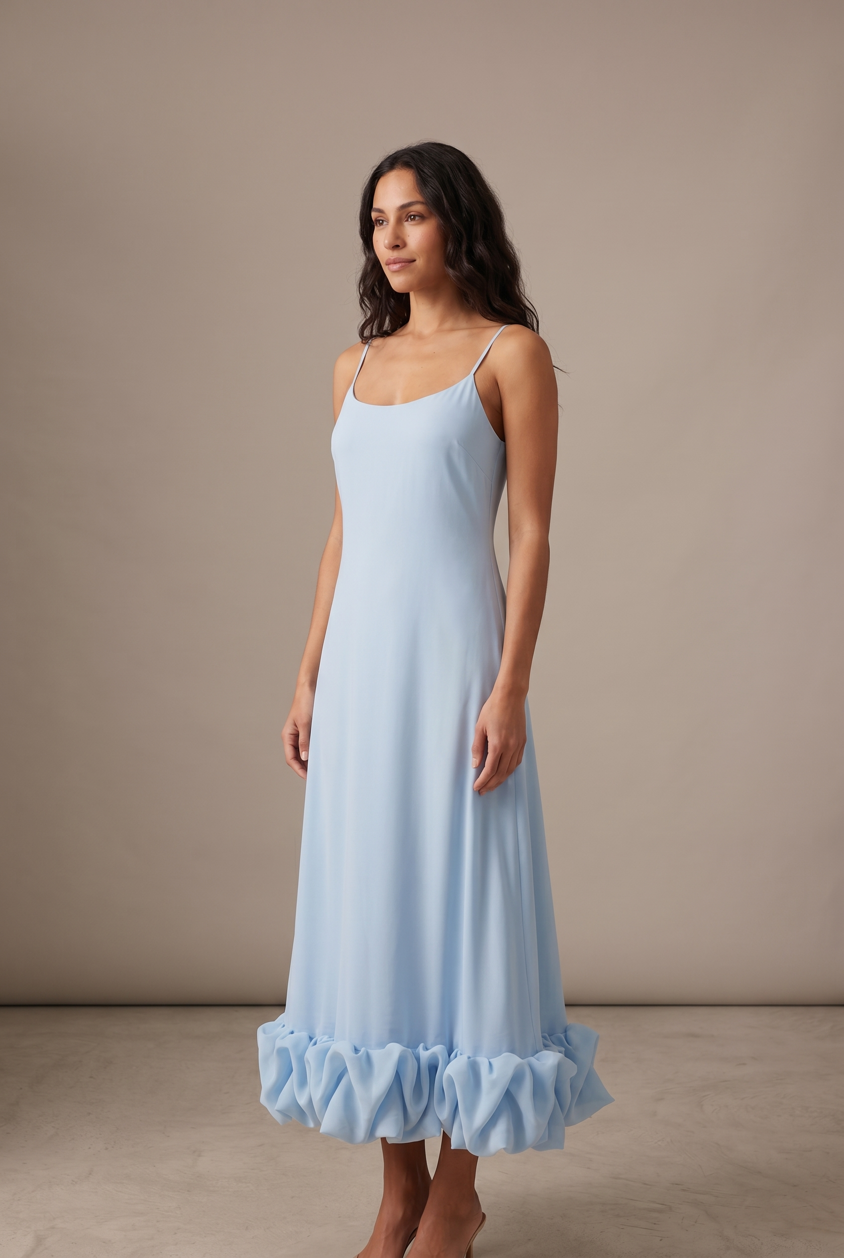 Dorvelli Ruffle-Hem Midi in Blue