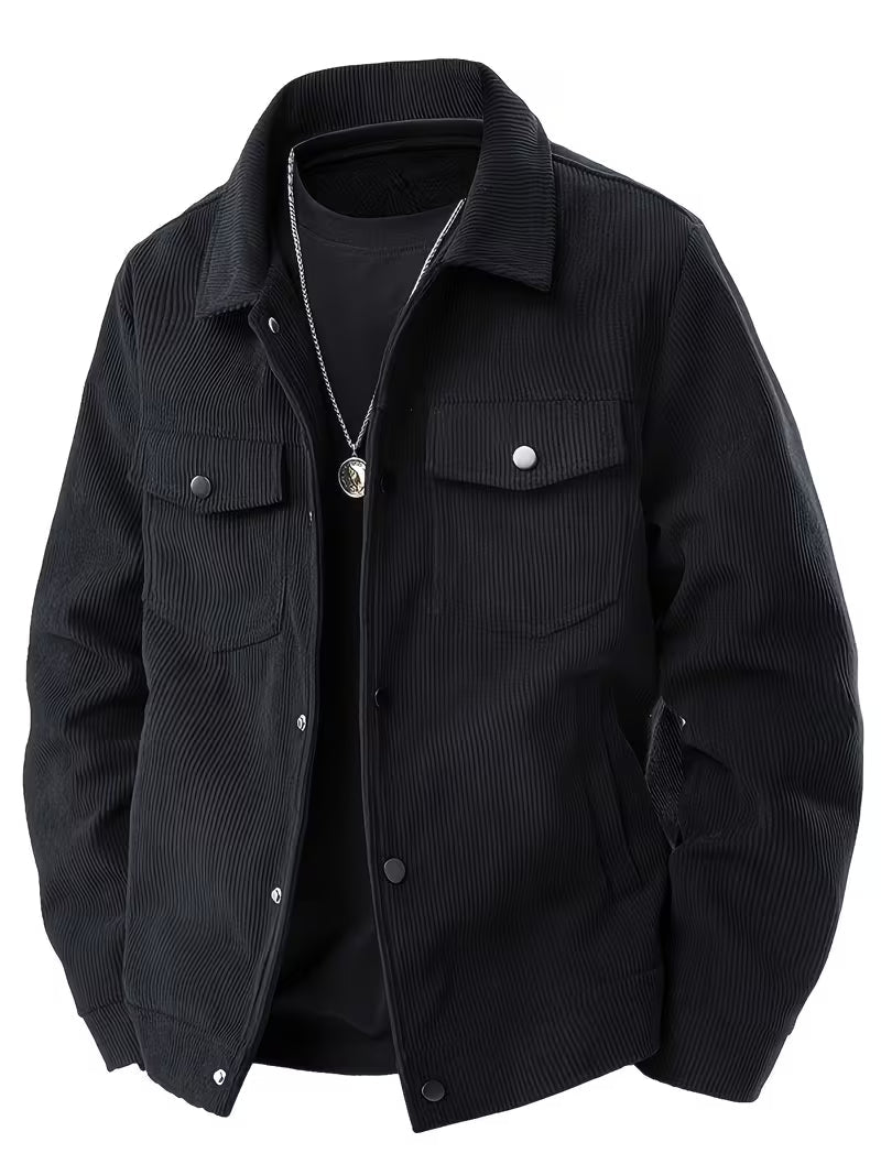 Hollis Corduroy Jacket – Classic Collar Flap Pockets Long Sleeve
